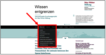 Der Bereich Über uns auf der Internetseite